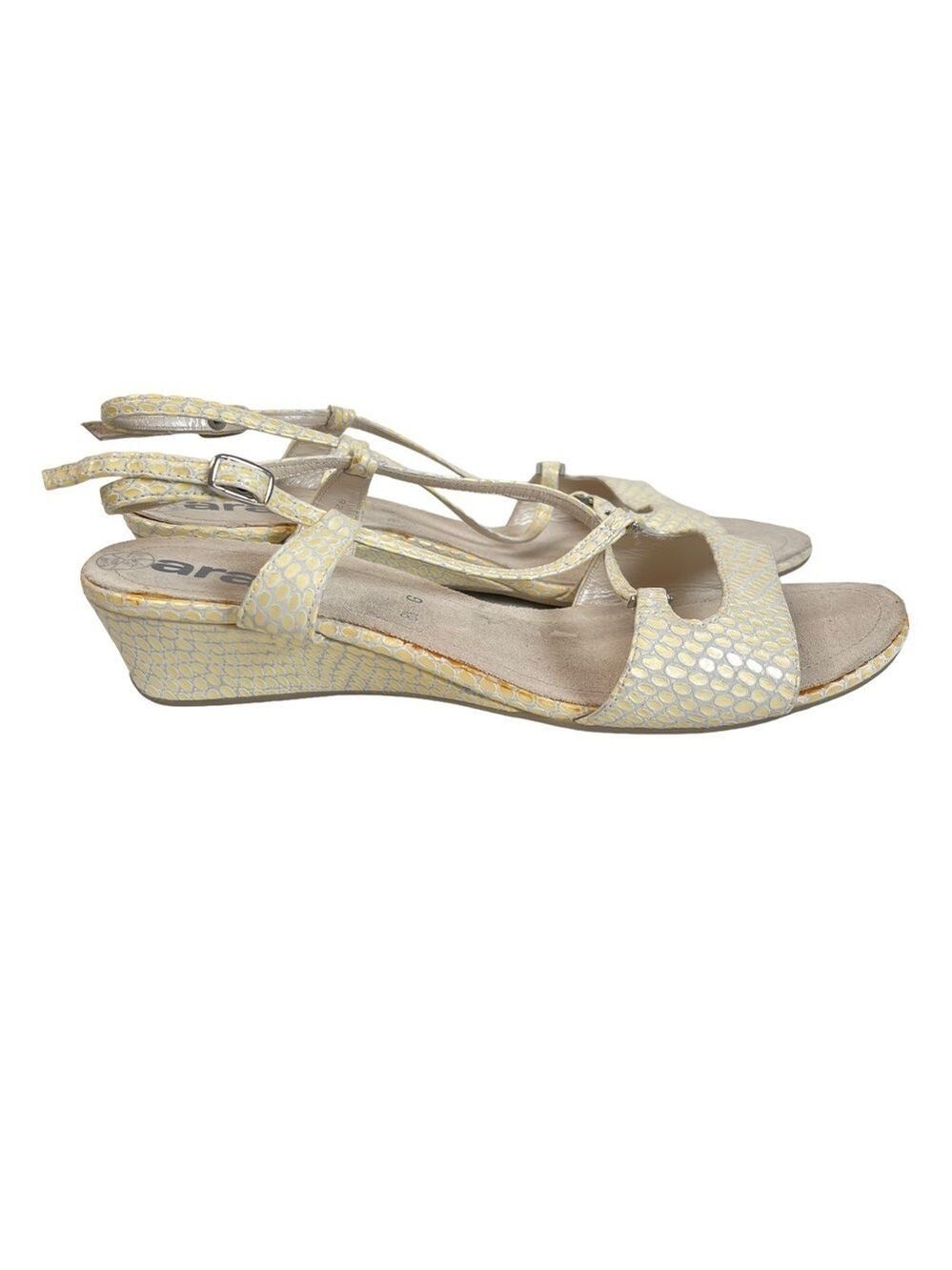 ARA Gold Shimmer Metallic Comfort Wedge Sandals Womens 11 European Casual